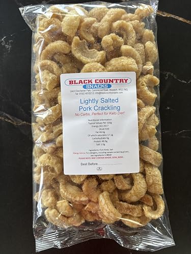 1kg Lightly Salted Pork Crackling - Black Country Scratchings with a Lighter Softer bite but Same Great Taste.