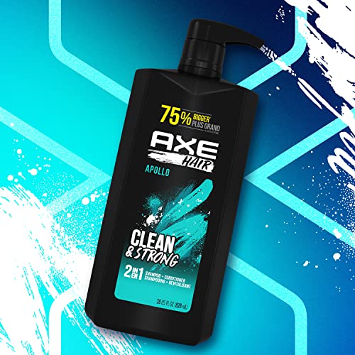 Axe 2-In-1 Shampoo And Conditioner For Clean And Strong Hair Apollo Wash And Care Sage And Cedarwood 100 Percent Recycled Bottle 28 Oz 4 Count #TOP3
