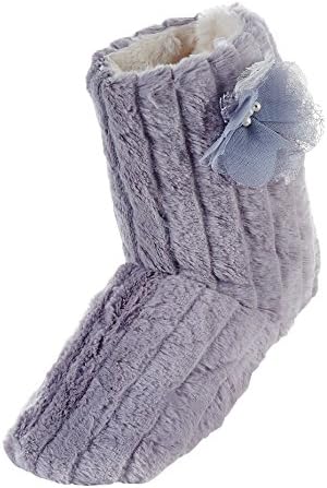 LA PLAGE Women's Tall Plush Winter Warm Indoor Boot Slippers