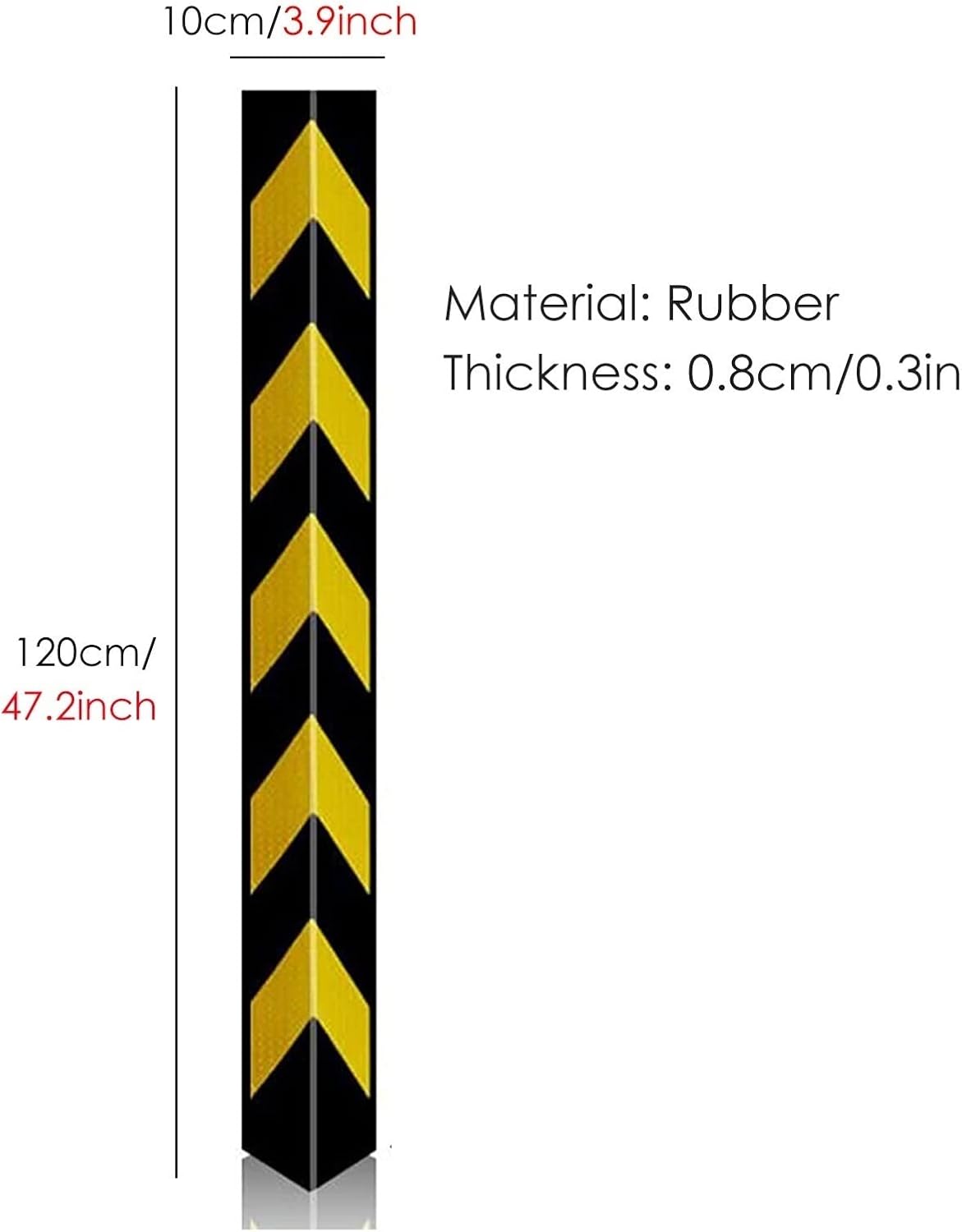 Heavy-Duty Rubber Wall Corner Guard for Parking Garages & Warehouse Columns, Protect Car Doors & Edges from Damage, Durable Wall Bumper (47.2"x3.9"x0.3")