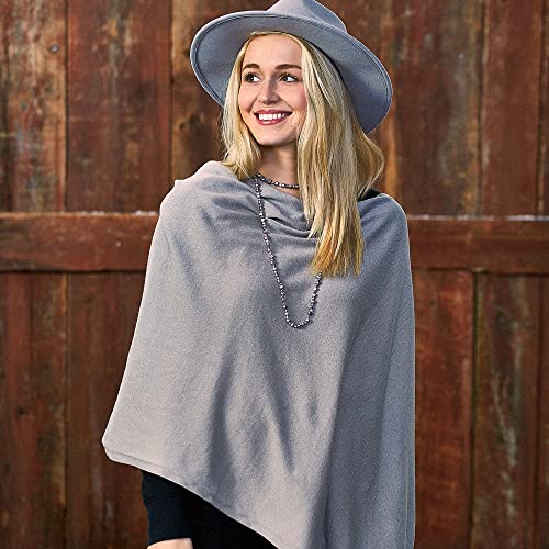 Image of Hadley Wren Women's Classic Colorblock Everyday Cotton Poncho, Black Solid Solid
