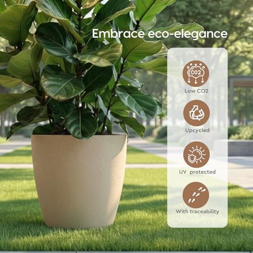 Image of Eha Earth Friendly Deco Big Planters for Home Decor | 18 inch, Pack of 1 | Heavy Duty Plant Pot Made with Rice Husk & Bamboo Biocomposite | UV Protected Pot for Plant | Pots & Planters Big Size