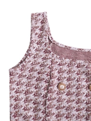 Image of Floerns Women's Plaid Tweed Dress Sleeveless Square Neck Elegant Work Mini Dress