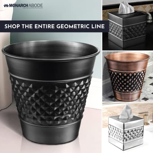 Monarch Abode Handcrafted Metal Geometric Embossed Nickel Wastebasket Trash Bin #TOP5