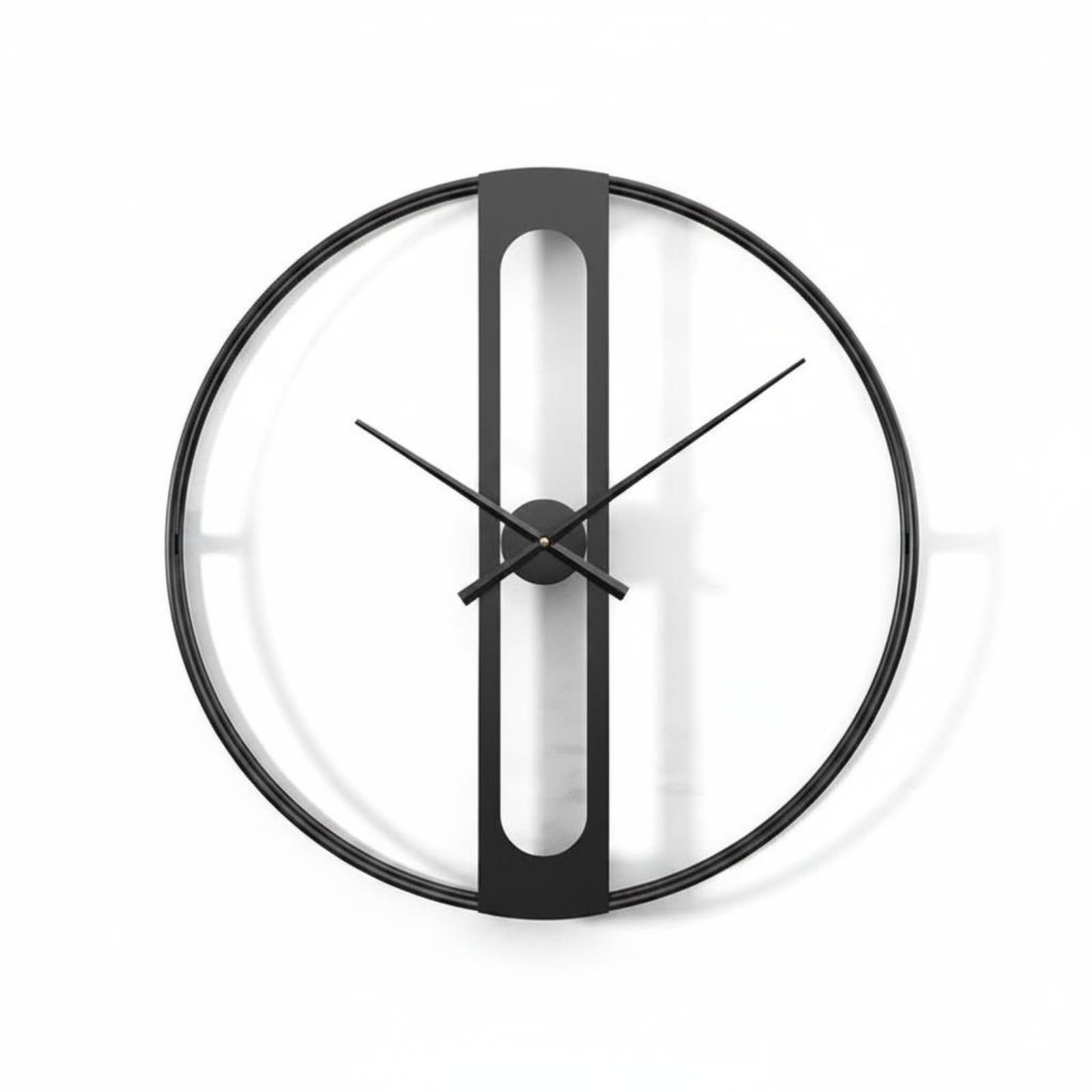 Moderne Wanduhr Pendeluhr Wanduhr mit Marmorzifferblatt Rechteckiges Gehäuse Metallrahmen Leise Uhr Ohne Ticken Einfache Montage für Arbeitszimmer, Schwarz, Langes Pendel