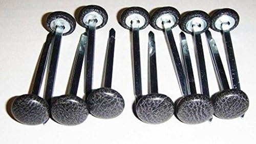 Set of 12 Prong Back Upholstery Buttons Distressed Charcoal Vinyl (#30-3/4 Diameter)