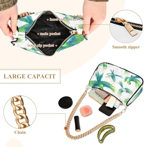 Shoulder Bags for Women Cartoon Parrots Tote HandBag Shoulder Bags purse with Chain Zipper Closure4