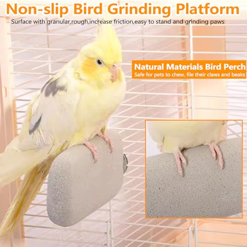 Image of 4PCS Bird Beak Grinding Stone,Parrot Perch Stands,Parakeets Platform Chewing Toys Calcium Pumice Lava Foot Claws Trimmer Climbing Ledge for Cockatiel Budgie Conure Lovebird(L,Multi-Color)