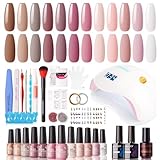 Gellen Gel Nail Polish Kit with U V LED Light 72W Nail Dryer, 12 Gel Nail Colors, No Wipe Top Base Coat, Nail Art Decorations, Manicure Tools, All-In-One Manicure Kit for Mother's Day Gift