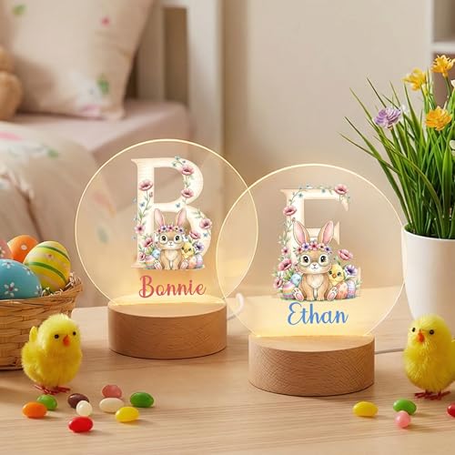 Lámpara de Mesa de Noche Conejo Floral Personalizable miniatura 2