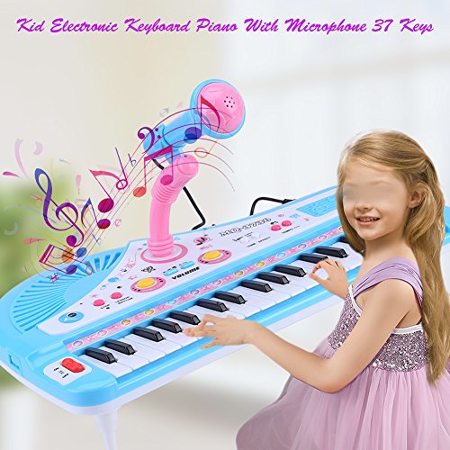 Kinderpiano speelgoed, mini e-keyboard multifunctionele piano 37 toetsen Roze muziek educatief instrument speelgoed met… - Image 3