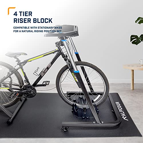 Alpcour Bike Trainer 4-Tier Riser Block For Front Wheel With Anti-Skid Design – Compatible With Stationary Mountain And Road Bikes For A Natural Riding Position Set-Up With Extender #TOP1