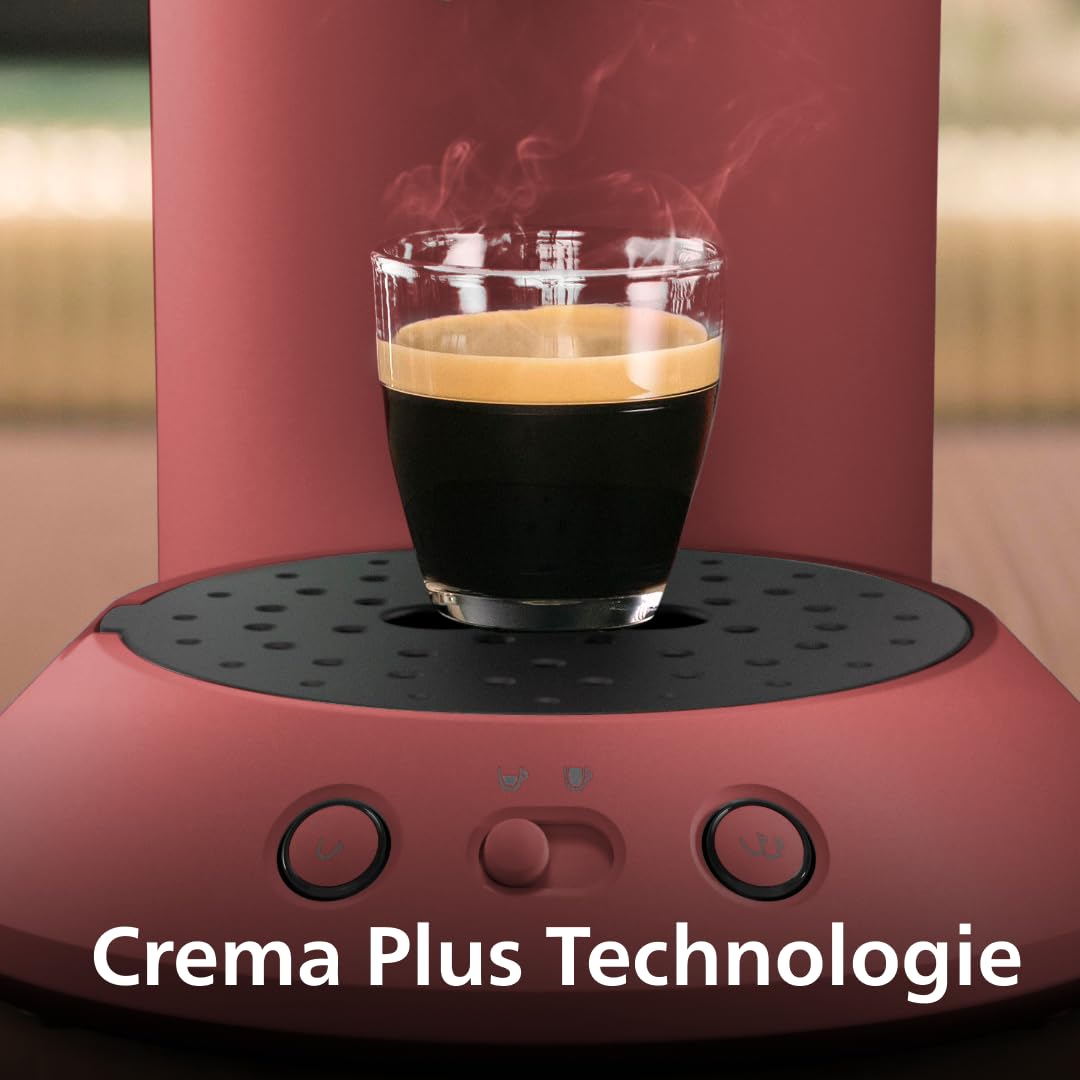 PHILIPS Senseo Original Plus Kaffeepadsmaschine CSA210/35 Kaffeestärkeauswahl Coffee Boost Recycling-Kunststoff Sanftes Rot