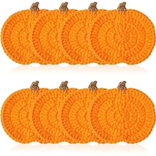 Crochet Pumpkins Coaster Handmade Knitted Drink Coaster Set Autum...