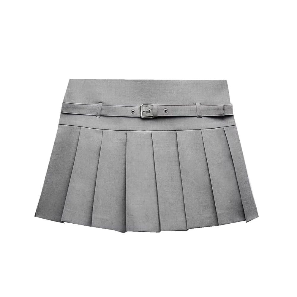 Cinturones Tirantes Faldas Cortas para Mujer Falda pantalón Plisada de otoño para Mujer Cinturón Vintage para Mujer Cintura Media Minifalda Elegante y versátil para Mujer