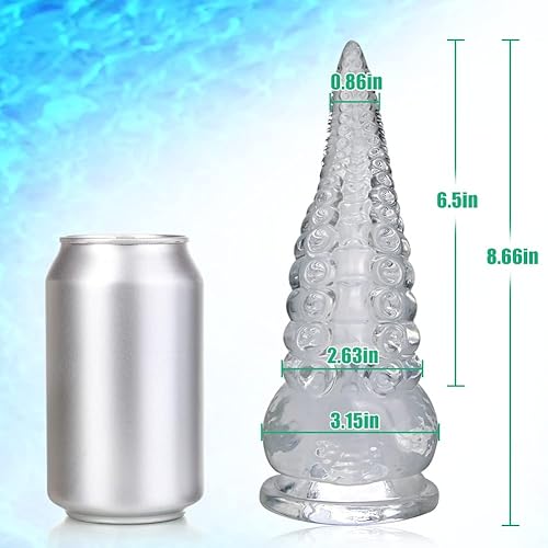 Miniatura 5 de Consolador enorme transparente de empuje, dildo monstruo de tentáculo de pulpo con fuerte ventosa, tapón anal para punto G y estimulación de