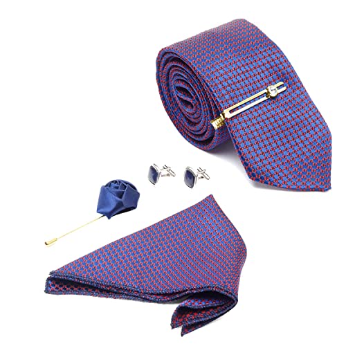 Image of LOUIS STITCH Mens Silk NeckTie Golden Tiepin Gift Combo Set With Pocket Square Cufflinks Brooch Tie Golden Tiepin (Suit Accessories) (Britain)