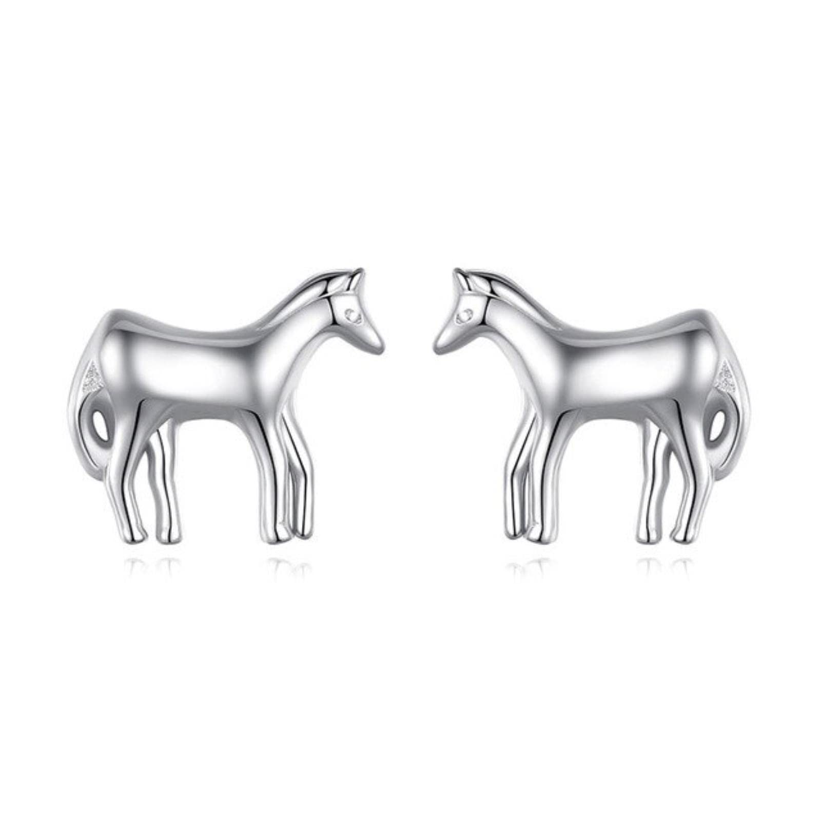 Boucles d'oreilles cheval argent 925 véritable bijou fin chic - 6