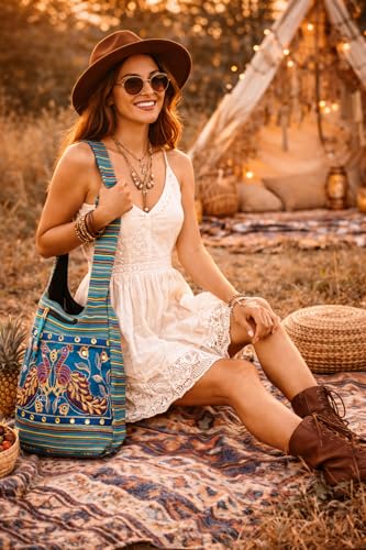 Image of Hobo Shoulder Bag Messenger Casual Everyday Large Hippie Market Thick Functional