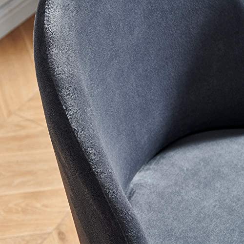 Ids Home Mid Century Dining Set Of 2/4, Living Room, Vanity, Makeup, Leisure, Accent Soft Velvet Seat & Backrest, Upholstered Side Chairs With Metal Legs (Dark Grey, Set Of 4) #TOP5
