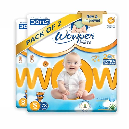Image of Wowper Baby Diaper Pants | S-156 counts | Wetness Indicator | Anti Rash |up to 12 hrs Absorption | 4-8 Kg | Super Soft Diapers
