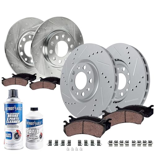 Detroit Axle - Brake Kit for Jeep Cherokee 2014 2015 [with Code BRG], Drilled and Slotted Disc Brake Rotors Ceramic Brakes Pads with Hardware Replacement : 12.99