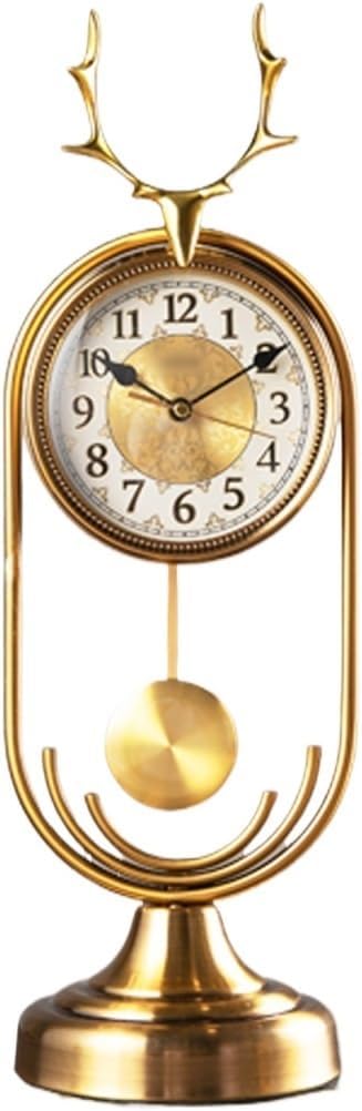 Desk Clock Home Metal Desk Clock Light Luxury Fashion Table Clock Ornament for Bedroom Living Room Office Decorative Mantel Clock