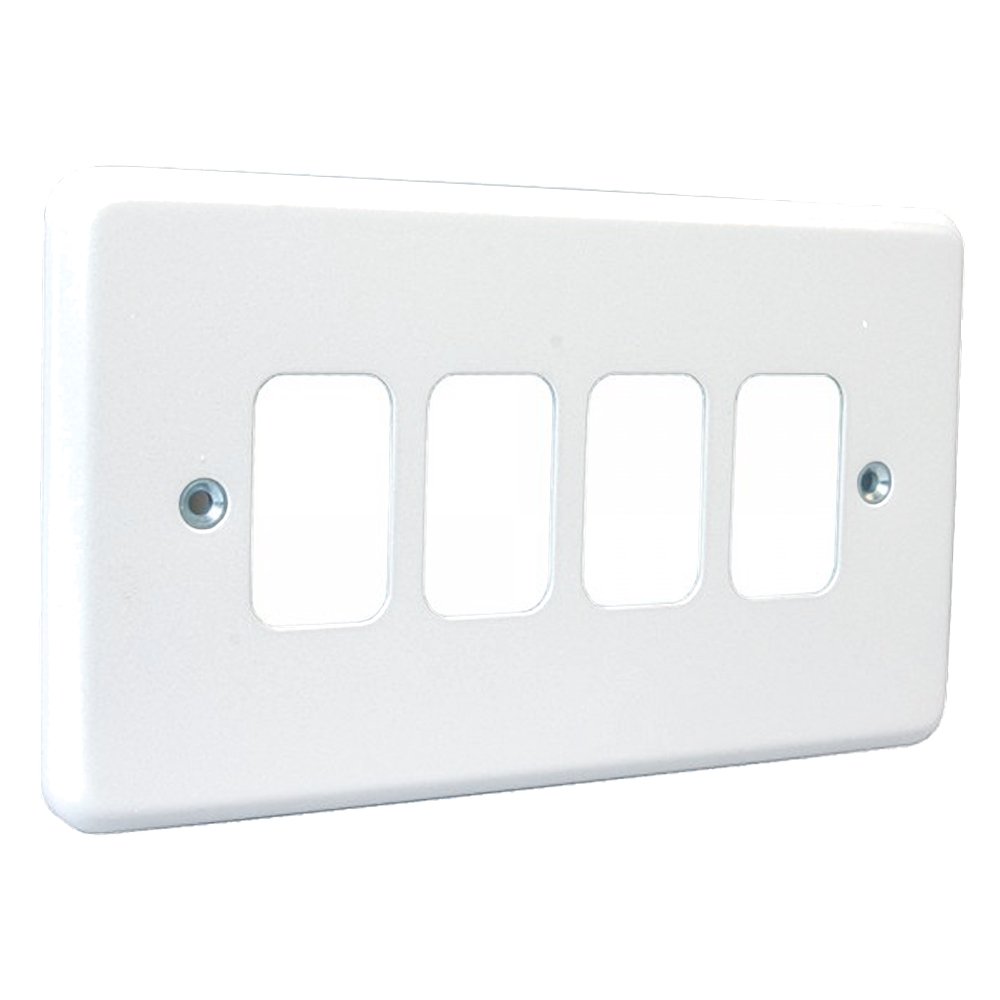 Deta G3304 'Slimline' Grid Front Plate 4 Gang White