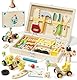 Lehoo Castle Werkzeugkoffer Kinder Werkzeug, Montessori Spielzeug ab 3 Jahre, Motorik Holzspielzeug Geschenk Junge Mädchen Werkzeug Motorik Lernspiele 2 3 4 5 Jahre