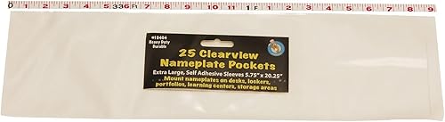 Miniatura 2 de Ashley Productions Clear View - Bolsillo autoadhesivo extra grande para placa de nombre, 5.75 x 21 pulgadas, 25 por paquete, 2 paquetes