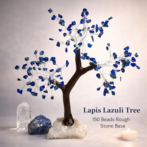 Image of REMEDYWALA Charged Energized Lapis Lazuli Crystal Tree Cluster Stone Base for Reiki Healing Lapis Lazuli Stones Crystal Tree 150 Beads