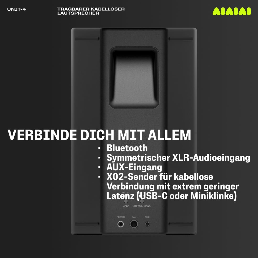 AIAIAI Unit-4 Wireless+ przenośny, bezprzewodowy głośnik z bardzo dużą opóźnieniem, nieskompresowany dźwięk, 20+ godzin odtwarzania, Bluetooth (jednoczęściowy)