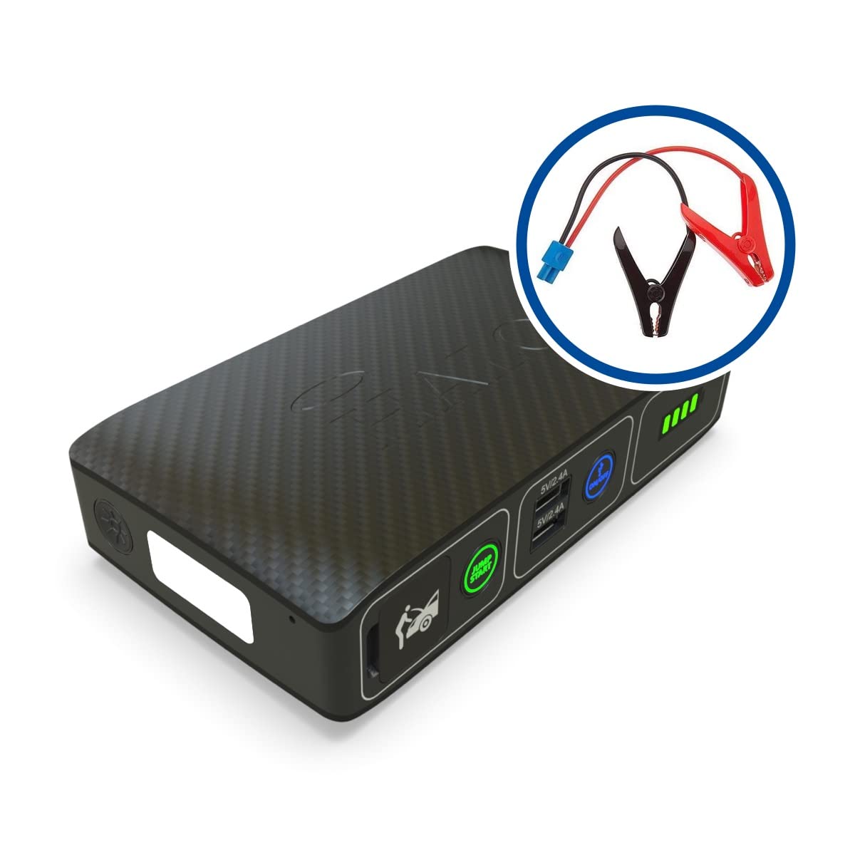 HALO Bolt Compact Car Battery Jump Starter with 2 USB Ports to