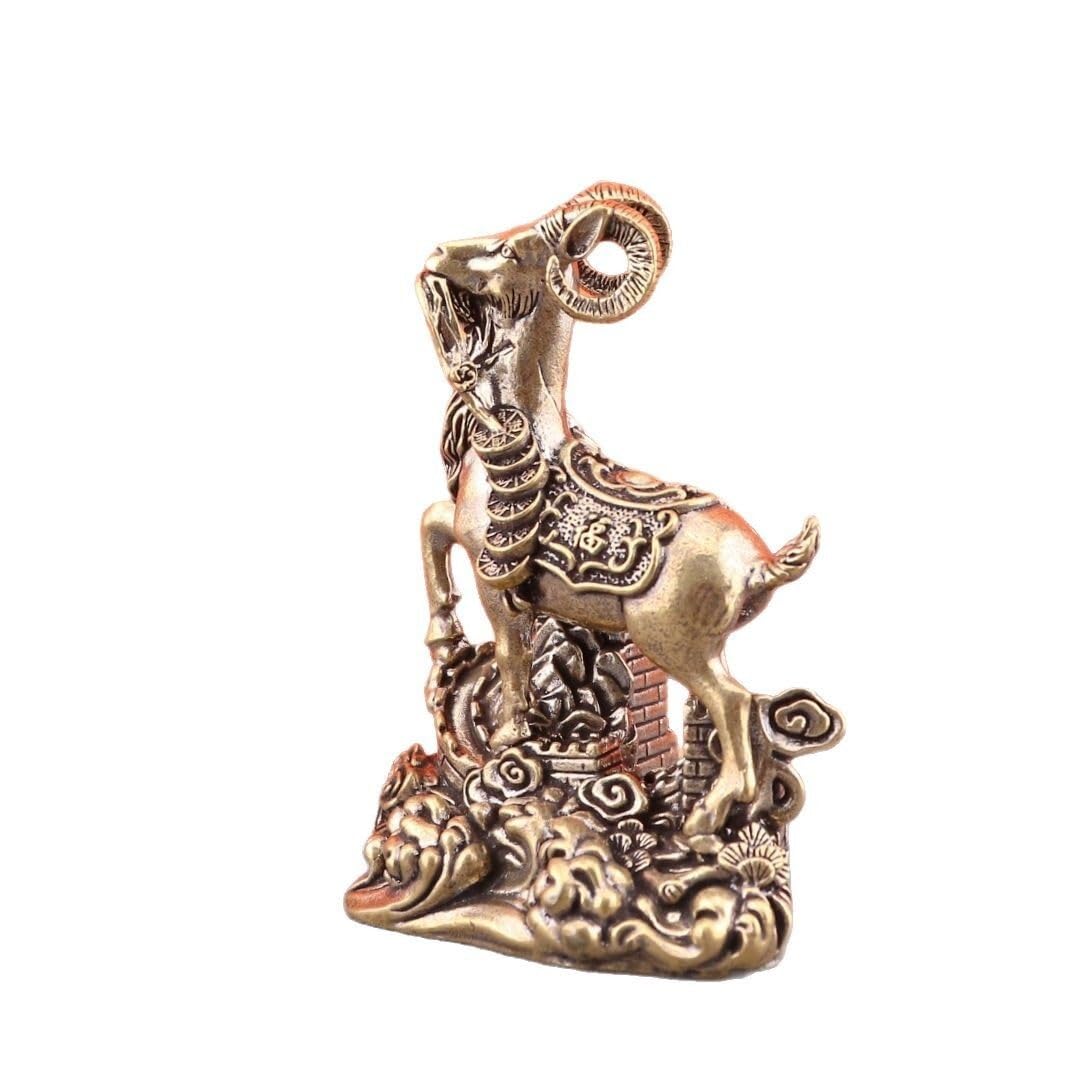 Huffa Greatwallgoat Brass Fortune Goat Desktop Ornament For Home Office Desk Decor
