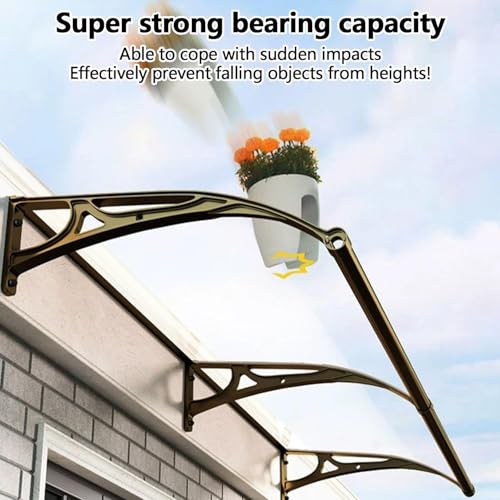 Awning-for-Door-Entrance-UPF-50-Window-Awning-Door-Canopy-Polycarbonate-Cover-Outdoor-Front-Door-Canopy-wAluminum-Alloy-Bracket-for-Sun-ShutterUVRainSnow-Protection Awning for Door Entrance UPF 50 Window Awning Door Canopy Polycarbonate Cover Outdoor Front Door Canopy wAluminum Alloy Bracket for Sun ShutterUVRainSnow Protection
