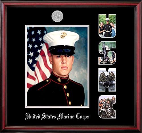 Campus Images MAPPT002S Marine Portrait Petite Frame with Silver Medallion and Snap Shot Openings, 8" x 10"