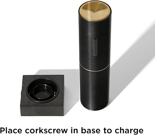 Miniatura 6 de RBT Sacacorchos eléctrico abridor de vino con cortador de papel de aluminio y base de carga de mármol, negro