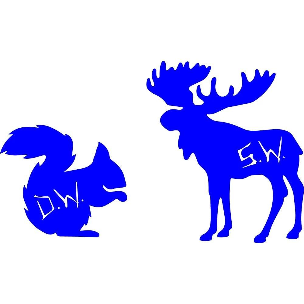 Bertdcx Blue Auto Accessory Moose And Squirrel Vinyl Stickers Supernatural Design Car Decals(Blue)
