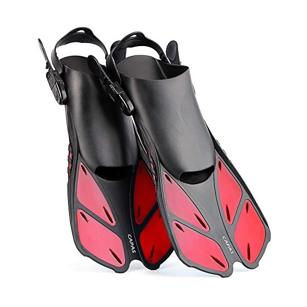 CAPAS Snorkel Fins, Swim Fins Travel Size Short Adjustable for Snorkeling Diving Adult Men Women Kids Open Heel Swimming Flippers
