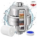 Shower Filter, 15 Stage Shower Head Filter for Hard Water High Output Shower Water Filter Shower Water Softener with 2 Replaceable Filter Cartridges Reduce Chlorine, Dry Skin, Itchy Scalp -Chrome