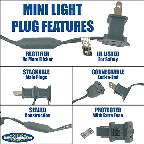 Novelty Lights 100 Light Led Christmas Mini Light Set, Outdoor Lighting Party Patio String Lights, Blue, Green Wire, 34 Feet #TOP4