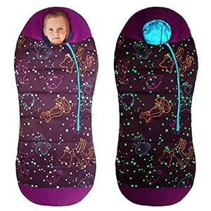 AceCamp Glow in The Dark Mummy Sleeping Bag for Kids and Youth, Temperature Rating 30°F/-1°C, Water-Resistant for Camping, Hiking, and Slumber Party