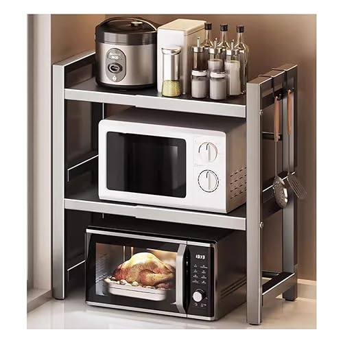Support micro-ondes extensible à 3 niveaux avec porte-couteaux pour optimiser