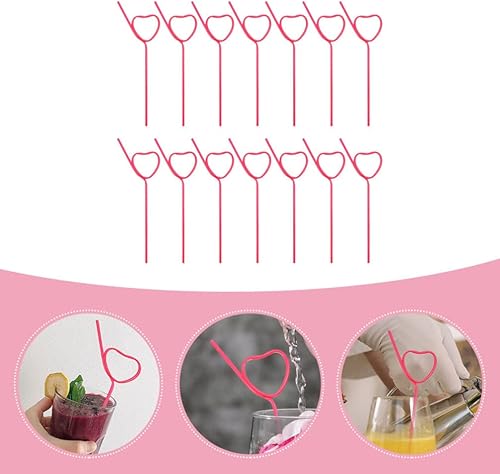 Miniatura 4 de Happyyami 25 popotes de plástico para cóctel, en forma de corazón, reutilizables, pajitas largas y flexibles para ducha, suministros de fiesta de