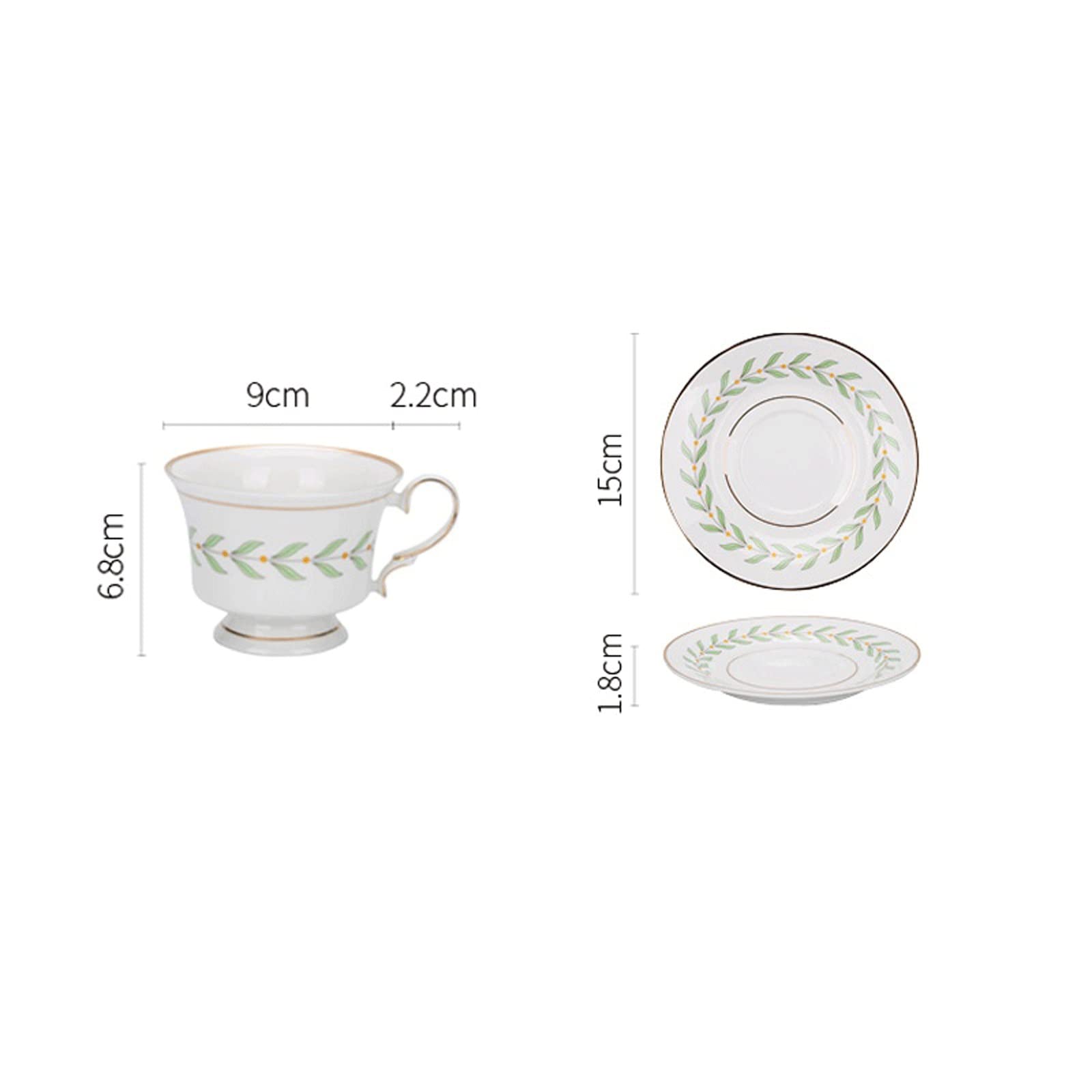 Ceramiczny kubek do kawy zestaw filiżanek do kawy 150ml filiżanka do herbaty z porcelany kostnej zestaw ze spodkami wzór liścia złota obręcz kubek ceramiczny elegancki