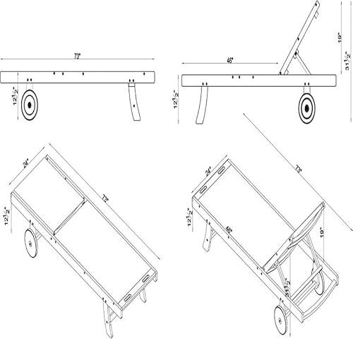 Set Of 2 Luxury Outdoor Furniture Eucalyptus Wood Reclining Lounge Chair With Durable Mesh Seating & Weather-Resistant Frame, 73” W X 24"D X 12 1/2"H #TOP2