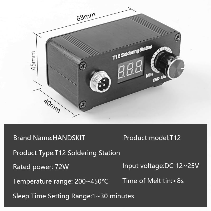 HANDSKIT Soldador por Puntos 72W Máquina de Soldadura Portátil de Mano,Pantalla LED,Mini soldadora por puntos con punta de hierro de soldadura y mango para reparaciones domésticas DIY