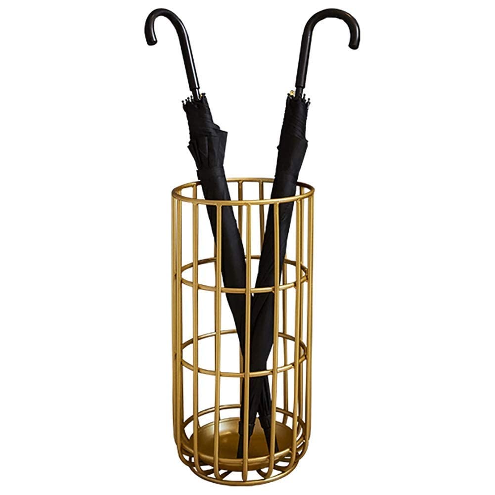 Porte-parapluie rond en métal doré LUNEZY : rangement moderne maison et bureau