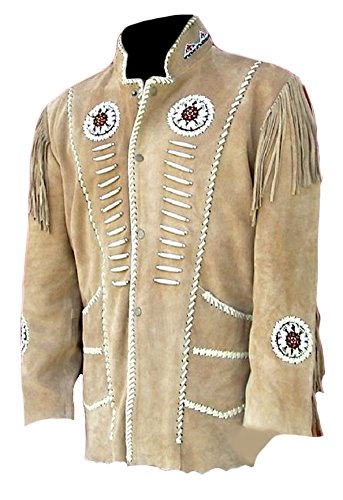 Classyak Men's Western Cowboy Fringed Suede Leather Jacket