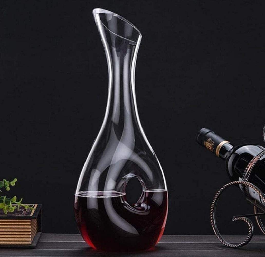 Karafka do whisky i zestaw kieliszków karafka do wina - 100% bezołowiowy uchwyt przechylany szklany kryształowy karafka na wino ręcznie dmuchana karafka karafka karafka do czerwonego wina (kolor: #1)